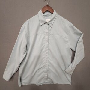 Liz Claiborne Liz‎ Sport Womens Long Sleeve Button Up Blue Shirt Size Large